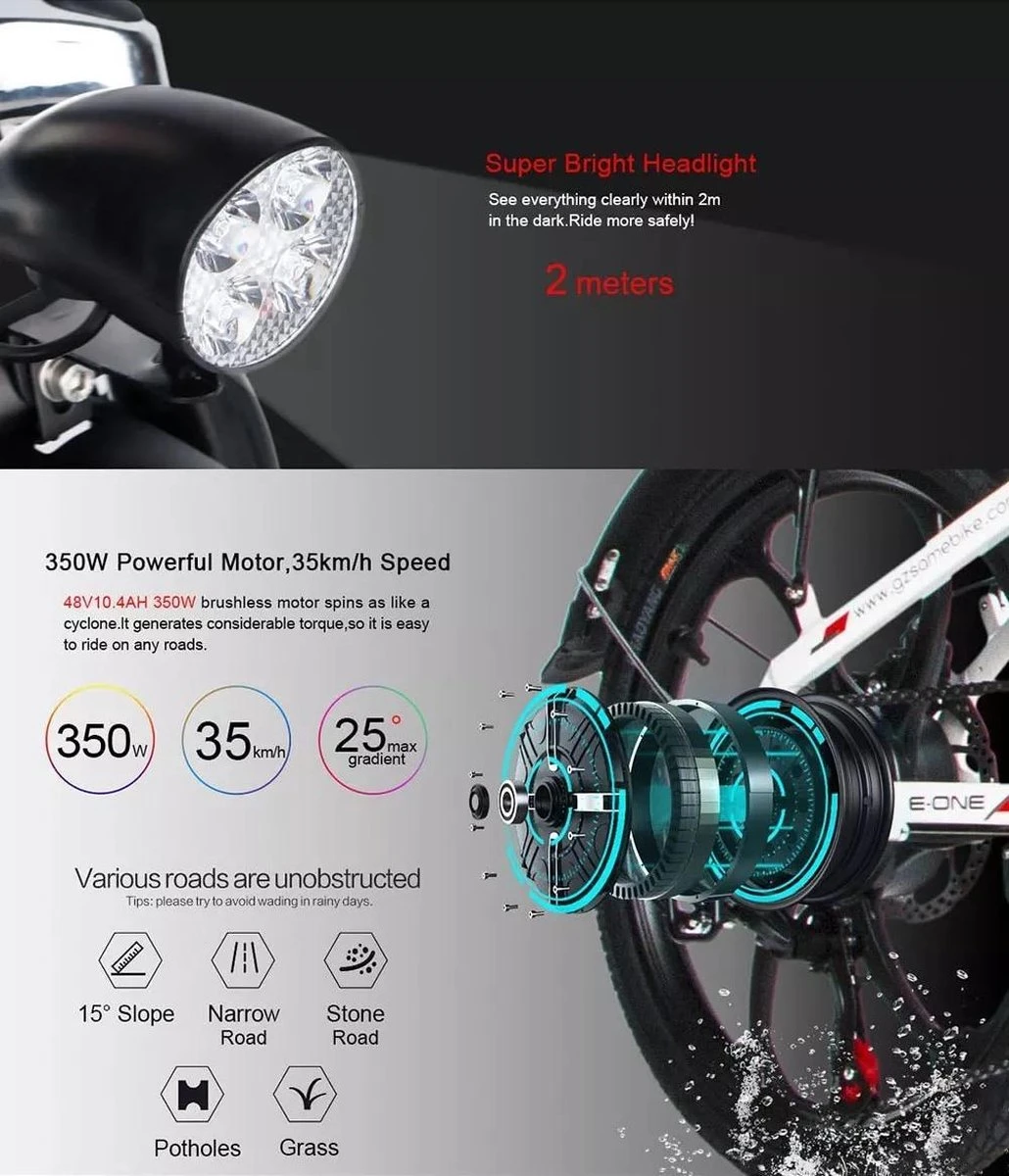 Samebike Elektrische Vouwfiet - Shimano 7 Speed Derailleur - 48V/ 10Ah Lithium Batterij - Aluminium -sportief/modern - 35km/u - Wit 9 Samebike Elektrische Vouwfiet - Shimano 7 Speed Derailleur - 48V/ 10Ah Lithium Batterij - Aluminium -sportief/modern - 35km/u - Wit - Afbeelding 9