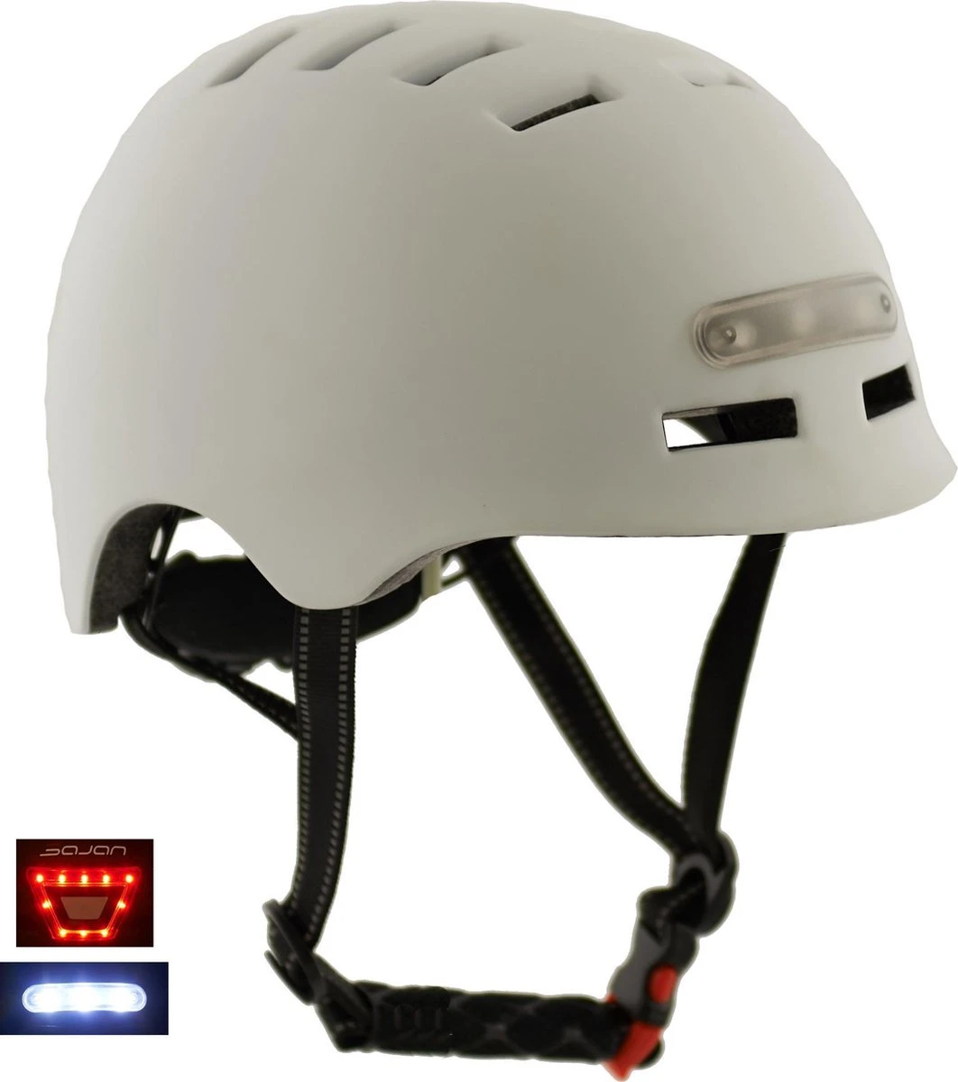 Sajan Fietshelm - Skatehelm - Helm Mat-Wit - LED Verlichting - Maat-S 1 Sajan Fietshelm - Skatehelm - Helm Mat-Wit - LED Verlichting - Maat-S