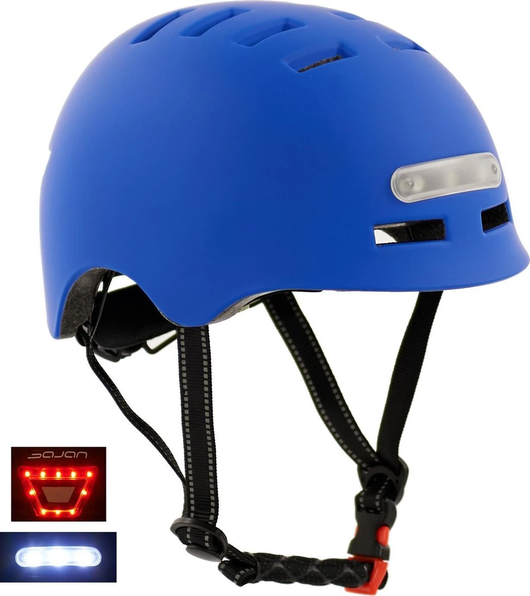 Sajan Fietshelm - Skatehelm Helm Mat-Blauw - LED Verlichting - Maat-S 1 Sajan Fietshelm - Skatehelm Helm Mat-Blauw - LED Verlichting - Maat-S