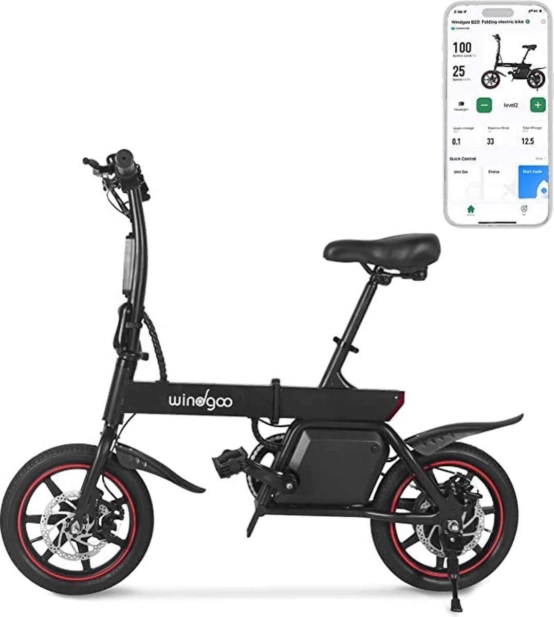 Merkloos Windgoo B20 V3- APP IOS Android - Elektrische Vouwfiets - E Bike - 7.8Ah Batterij - 250W - 14 Inch - 25 KM/H - Zwart 1 Merkloos Windgoo B20 V3- APP IOS Android - Elektrische Vouwfiets - E Bike - 7.8Ah Batterij - 250W - 14 Inch - 25 KM/H - Zwart