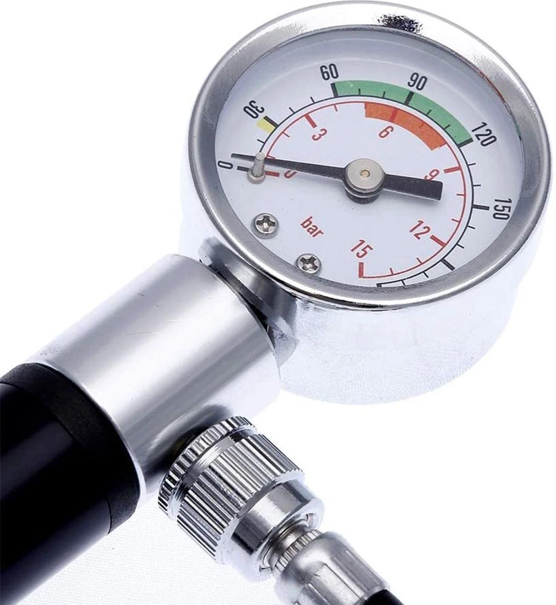 LHP Fietspomp Mini - Analoog Drukmeter - Inclusief Naaldventiel En Fietsbandreparatieset 2 LHP Fietspomp Mini - Analoog Drukmeter - Inclusief Naaldventiel En Fietsbandreparatieset - Afbeelding 2