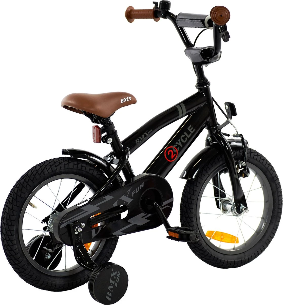 2Cycle BMX-Fun Kinderfiets - 14 Inch - Zwart - Jongensfiets 4 2Cycle BMX-Fun Kinderfiets - 14 Inch - Zwart - Jongensfiets - Afbeelding 4