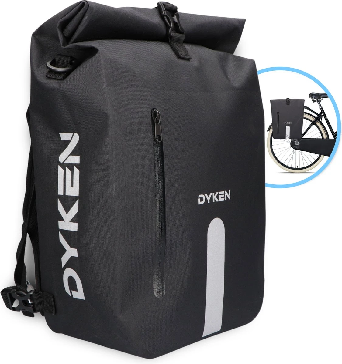 Dyken Fietstas Enkele - Waterdicht - Fietsrugzak - Schoudertas - 25L - Zwart 1 Dyken Fietstas Enkele - Waterdicht - Fietsrugzak - Schoudertas - 25L - Zwart