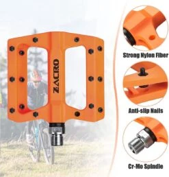 Zacro Fietspedalen - Nylon Antislip Mountainbike Pedalen - Platformpedalen - 9/16 - 2 Lagers - Antislip Waterdicht Anti Stof - Oranje -Fietsuitrustings Winkel 1147x1200 2