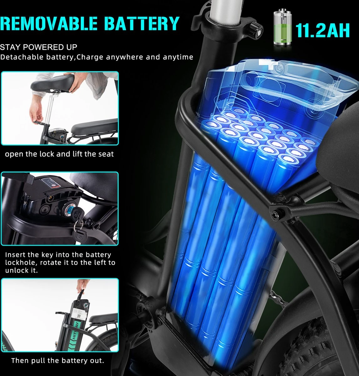 Hitway BK6 Elektrische Fiets | Opvouwbare E-bike | 20 Inch Fat Tire | 350W Motor | 10Ah | Zwart/Groen 2 Hitway BK6 Elektrische Fiets | Opvouwbare E-bike | 20 Inch Fat Tire | 350W Motor | 10Ah | Zwart/Groen - Afbeelding 2