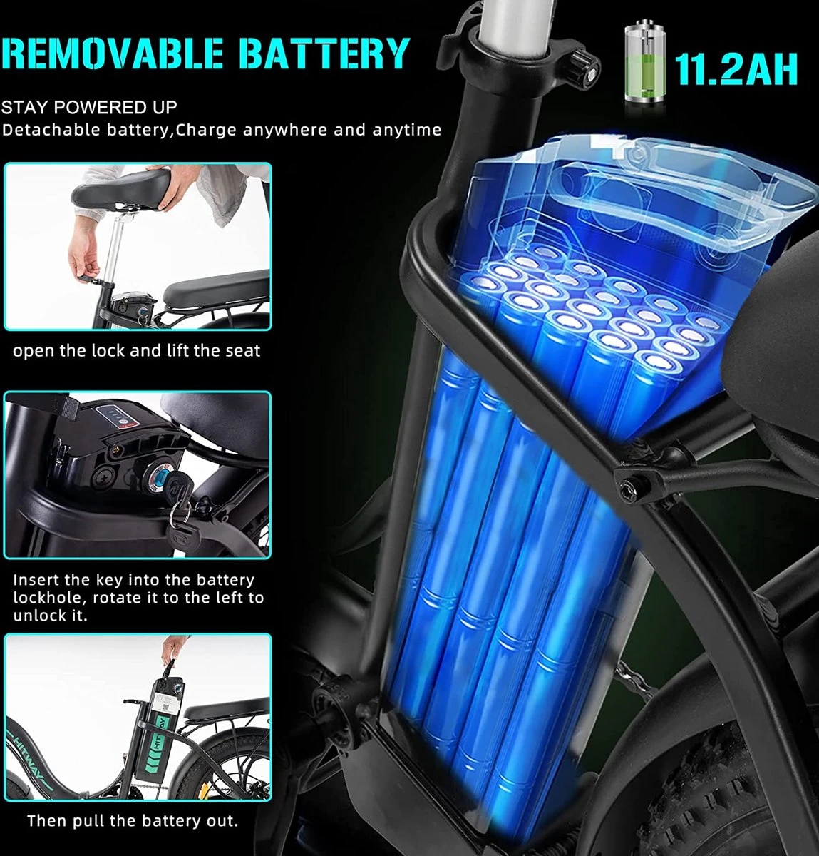 HITWAY Elektrische Fiets | 20" Opvouwbare Volwassen Vette Fiets | Batterij 36V/11,2Ah,Motor 250W, Max Bereik 35-90km | E Bike City 4 HITWAY Elektrische Fiets | 20" Opvouwbare Volwassen Vette Fiets | Batterij 36V/11,2Ah,Motor 250W, Max Bereik 35-90km | E Bike City - Afbeelding 4