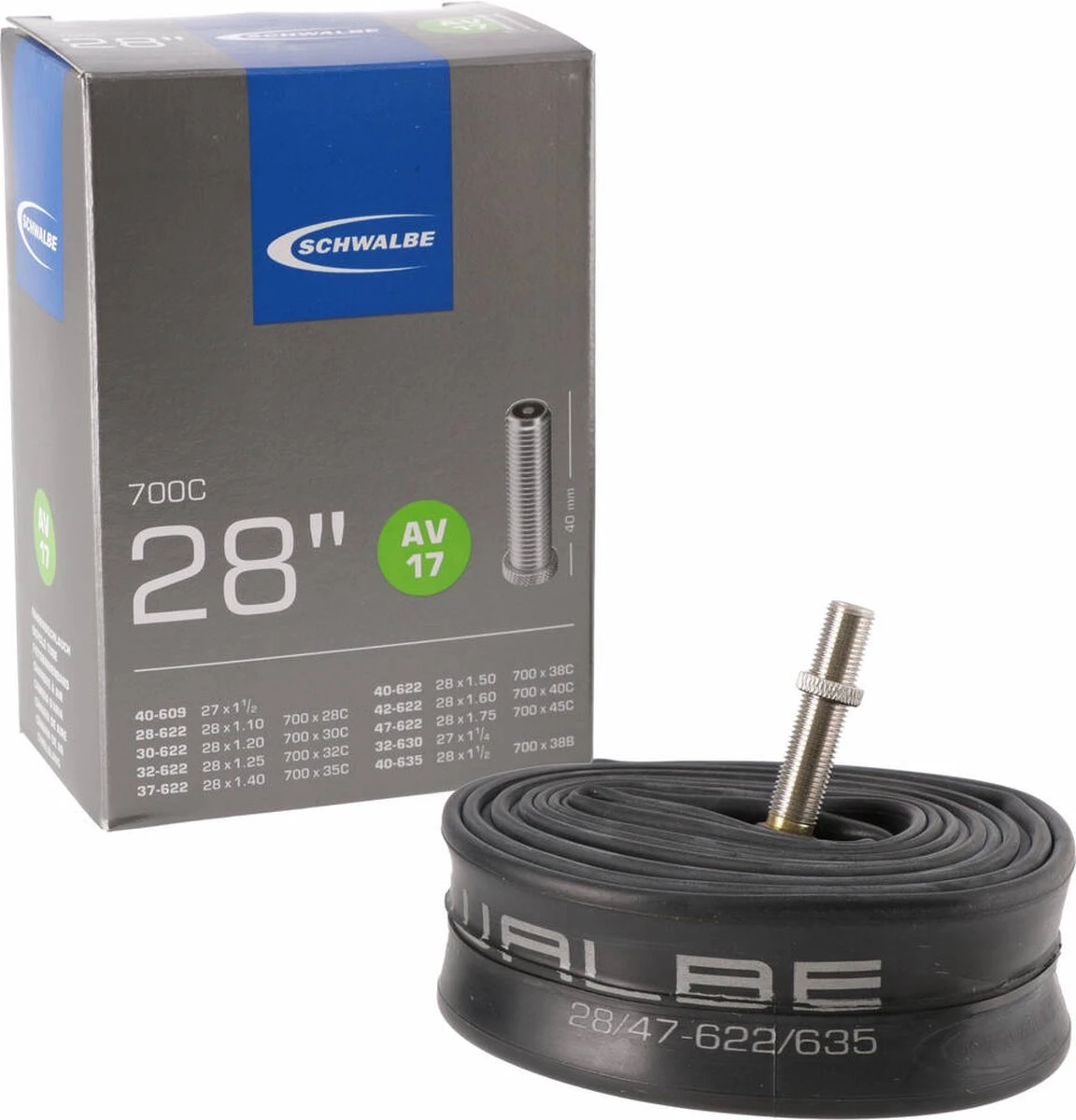 Schwalbe Binnenband - AV17 - 28 Inch X 1.10 - 1.75 - Auto Ventiel - 40mm 11 Schwalbe Binnenband - AV17 - 28 Inch X 1.10 - 1.75 - Auto Ventiel - 40mm - Afbeelding 11
