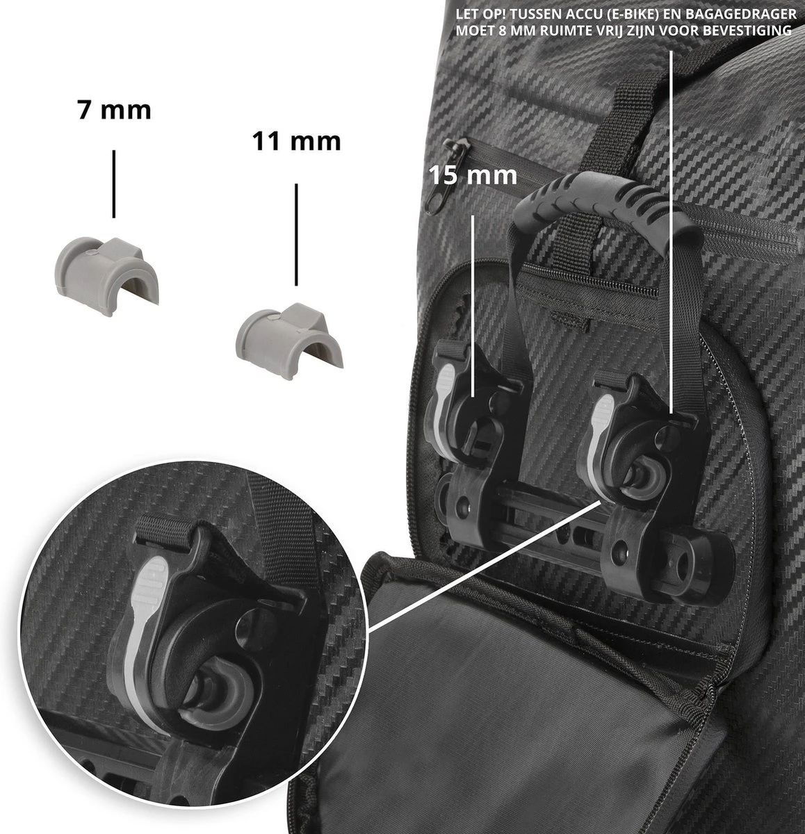 Dutch Mountains Enkele Fietstas | Rugzak | 100% Waterdicht | Fietstas, Schoudertas En Rugtas In 1 | 28 Liter | Carbon / Zwart 8 Dutch Mountains Enkele Fietstas | Rugzak | 100% Waterdicht | Fietstas, Schoudertas En Rugtas In 1 | 28 Liter | Carbon / Zwart - Afbeelding 8