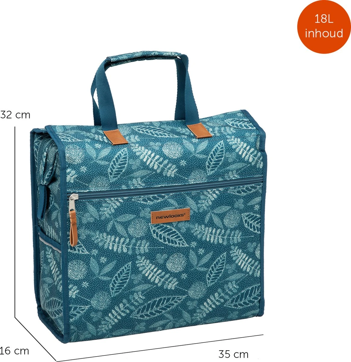 New Looxs Forest Lilly Enkele Fietstas Shopper - 18 Liter - Blauw 4 New Looxs Forest Lilly Enkele Fietstas Shopper - 18 Liter - Blauw - Afbeelding 4