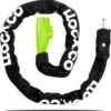 LLOCX Fiets Kettingslot Van 1 Meter + 2 Sleutels – 6mm Roestvrij Aluminium – Sluiten Zonder Sleutel – Insteekslot Met Groene Kliksluiting – Krasvrije & Scheurvrije Sleeve