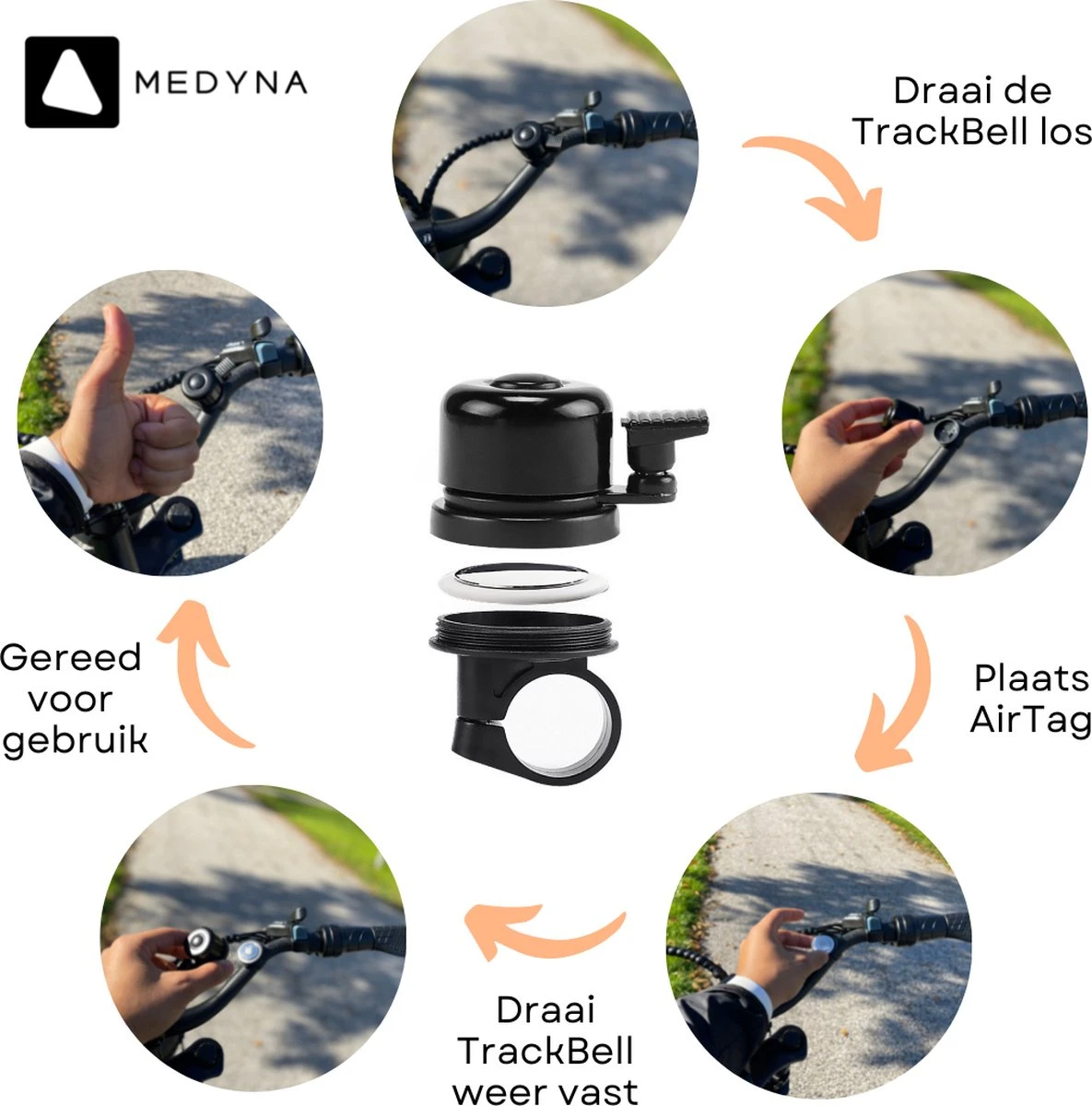 MEDYNA TrackBell - Fietsbel - AirTag Fiets - GPS Tracker Fiets - Fietsalarm - Fiets GPS - Bike Tracker - Ebike 7 MEDYNA TrackBell - Fietsbel - AirTag Fiets - GPS Tracker Fiets - Fietsalarm - Fiets GPS - Bike Tracker - Ebike - Afbeelding 7