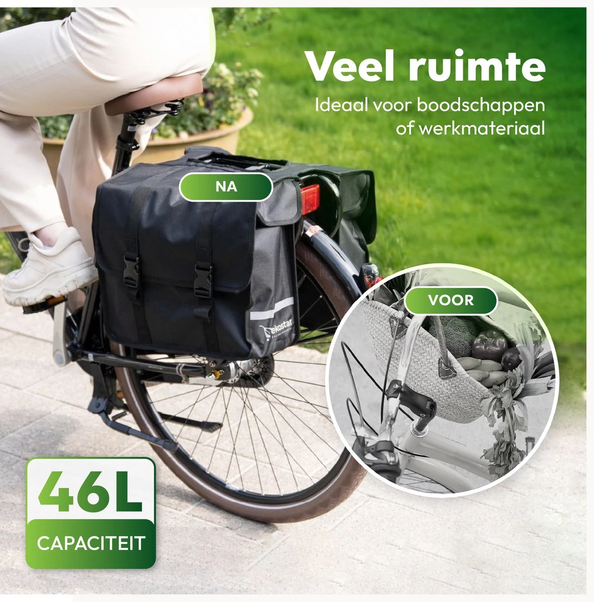 Ekostar® Online Shopping - Fietstassen Dubbel - Waterafstotend - Fietstas - 46 Liter - Fietstassen Elektrische Fietsen 2 Ekostar® Online Shopping - Fietstassen Dubbel - Waterafstotend - Fietstas - 46 Liter - Fietstassen Elektrische Fietsen - Afbeelding 2