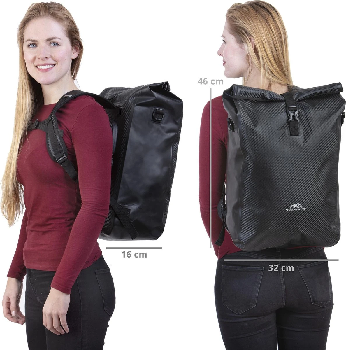 Dutch Mountains Enkele Fietstas | Rugzak | 100% Waterdicht | Fietstas, Schoudertas En Rugtas In 1 | 28 Liter | Carbon / Zwart 3 Dutch Mountains Enkele Fietstas | Rugzak | 100% Waterdicht | Fietstas, Schoudertas En Rugtas In 1 | 28 Liter | Carbon / Zwart - Afbeelding 3