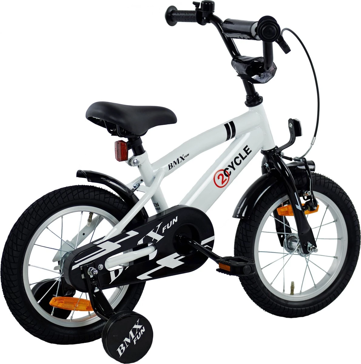 2Cycle BMX-Fun Kinderfiets - 14 Inch - Wit - Jongensfiets 3 2Cycle BMX-Fun Kinderfiets - 14 Inch - Wit - Jongensfiets - Afbeelding 3