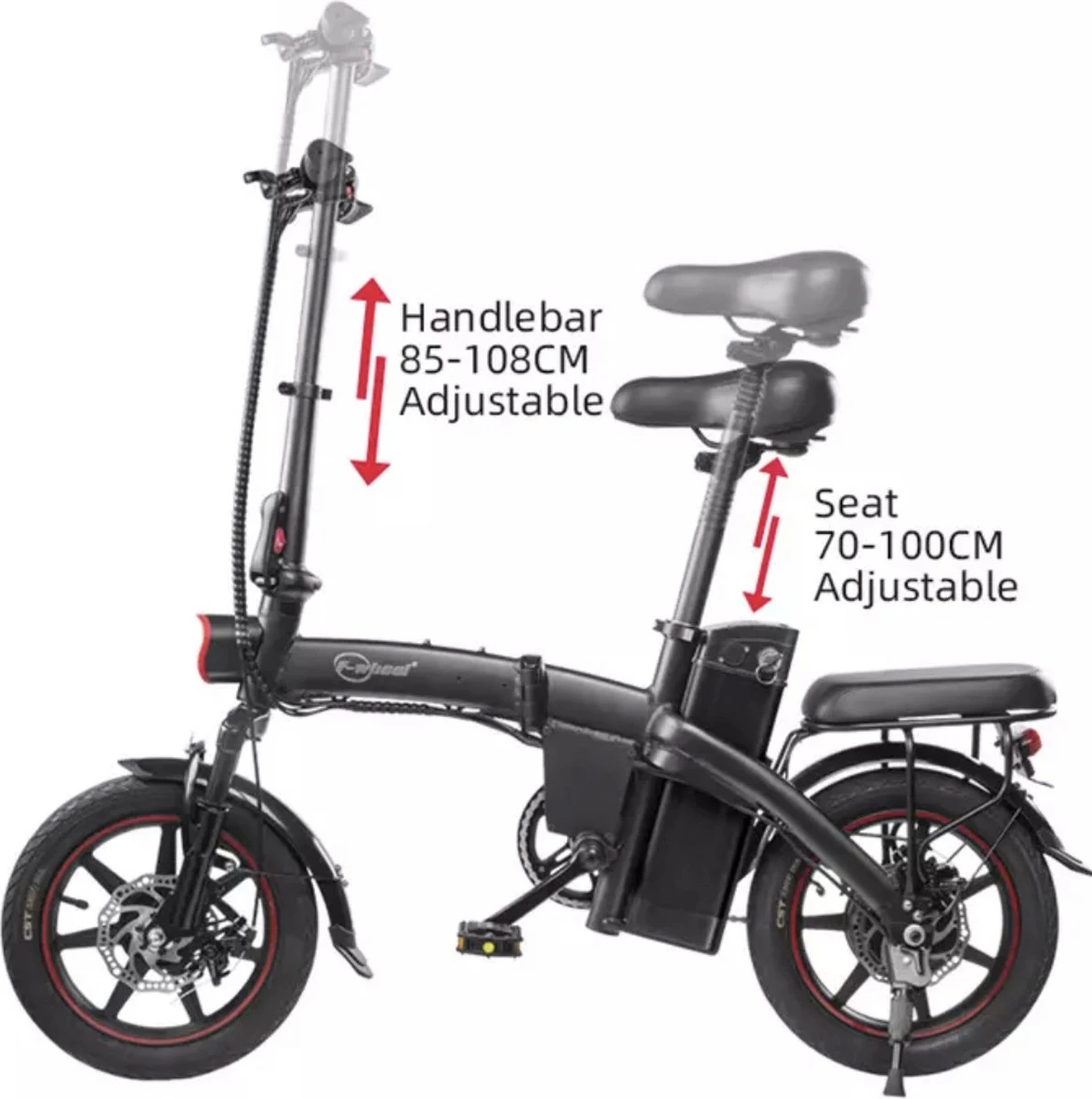 F-Wheel DYU A5 - Elektrische Vouwfiets - E Bike - 14 Inch - 7.5 Ah - 25km/u - Zwart 3 F-Wheel DYU A5 - Elektrische Vouwfiets - E Bike - 14 Inch - 7.5 Ah - 25km/u - Zwart - Afbeelding 3