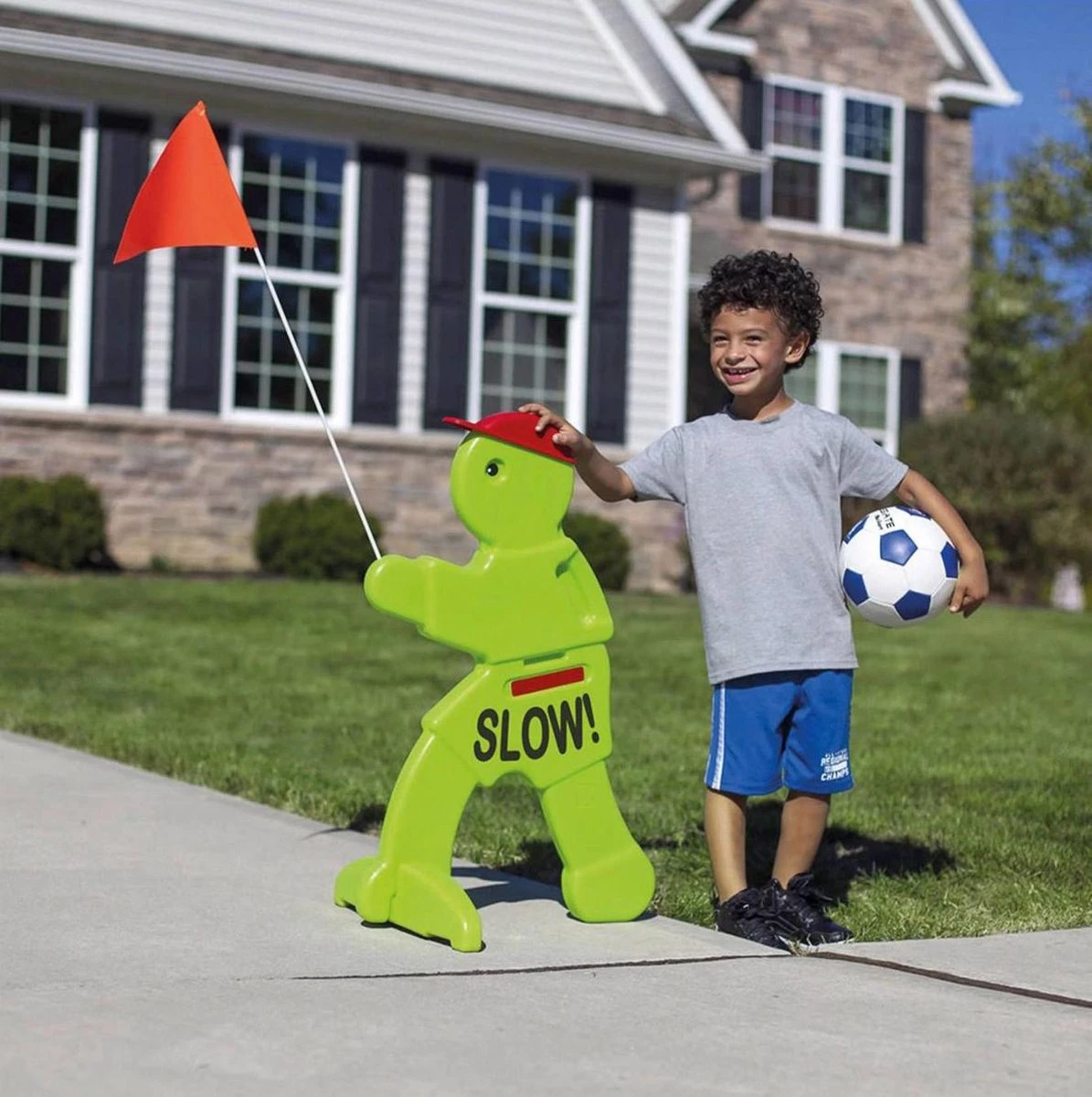 Victor Veilig Met Rode Waarschuwingsvlag - Verkeersmaatje / Verkeerspop In Fluoriserend Groen - Pas Op Spelende Kinderen Waarschuwingsbord Kid Alert 3 Victor Veilig Met Rode Waarschuwingsvlag - Verkeersmaatje / Verkeerspop In Fluoriserend Groen - Pas Op Spelende Kinderen Waarschuwingsbord Kid Alert - Afbeelding 3