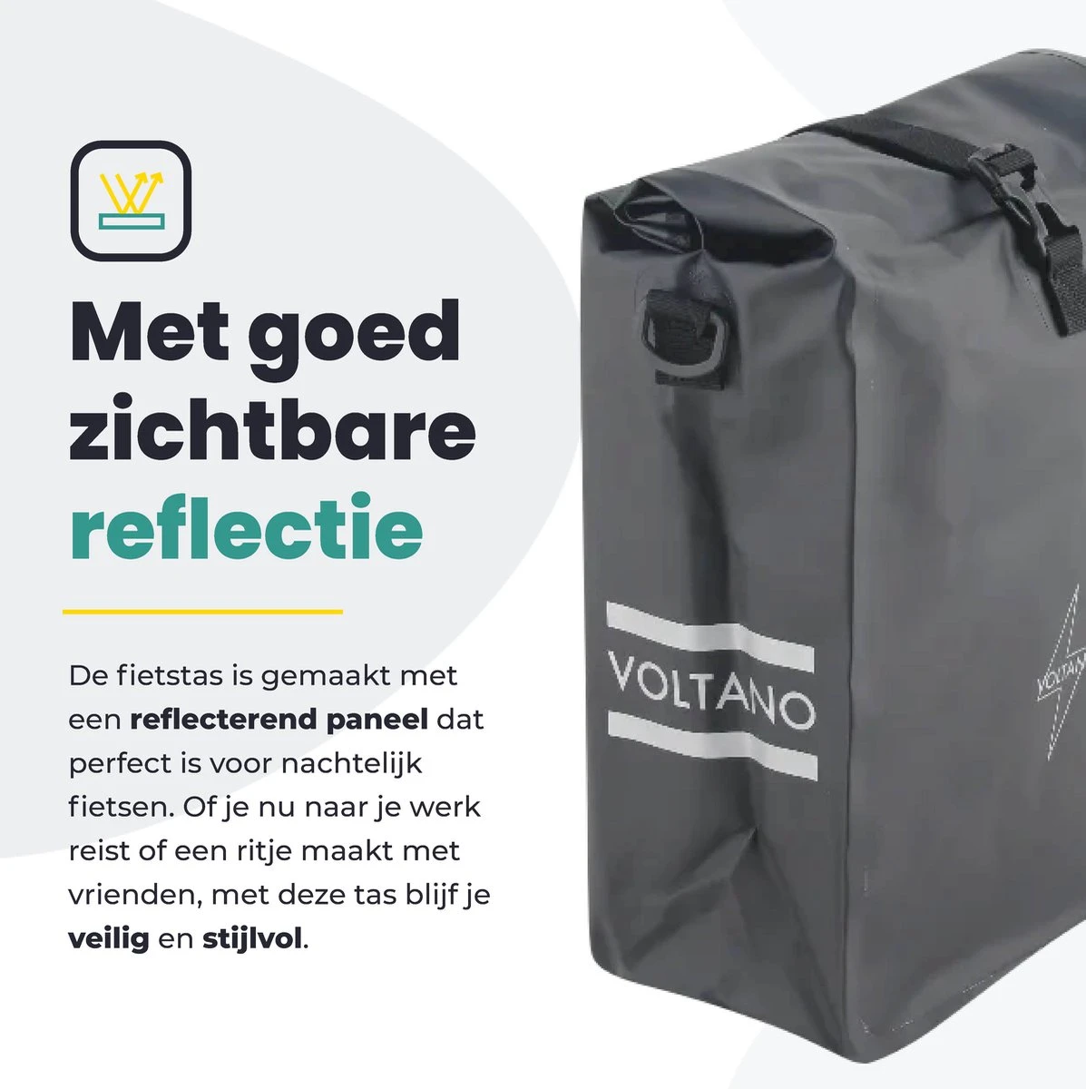 Voltano Fietstas 16L – Zwart – Enkele Pakaftas – 100% Waterdicht - Gratis Schouderband 5 Voltano Fietstas 16L – Zwart – Enkele Pakaftas – 100% Waterdicht - Gratis Schouderband - Afbeelding 5