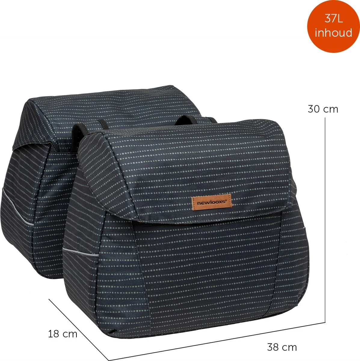 New Looxs Joli Double Nomi Dubbele Fietstas - 37 Liter - Zwart 4 New Looxs Joli Double Nomi Dubbele Fietstas - 37 Liter - Zwart - Afbeelding 4