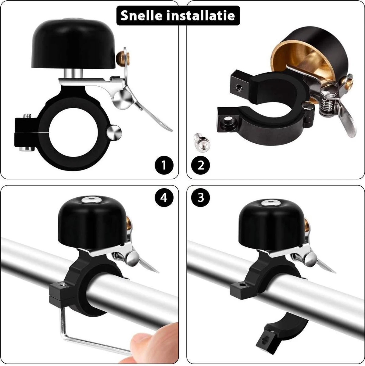 Fit Evolve® Premium Fietsbel - Messing - Fietsbel Racefiets - MTB - Zwart 3 Fit Evolve® Premium Fietsbel - Messing - Fietsbel Racefiets - MTB - Zwart - Afbeelding 3