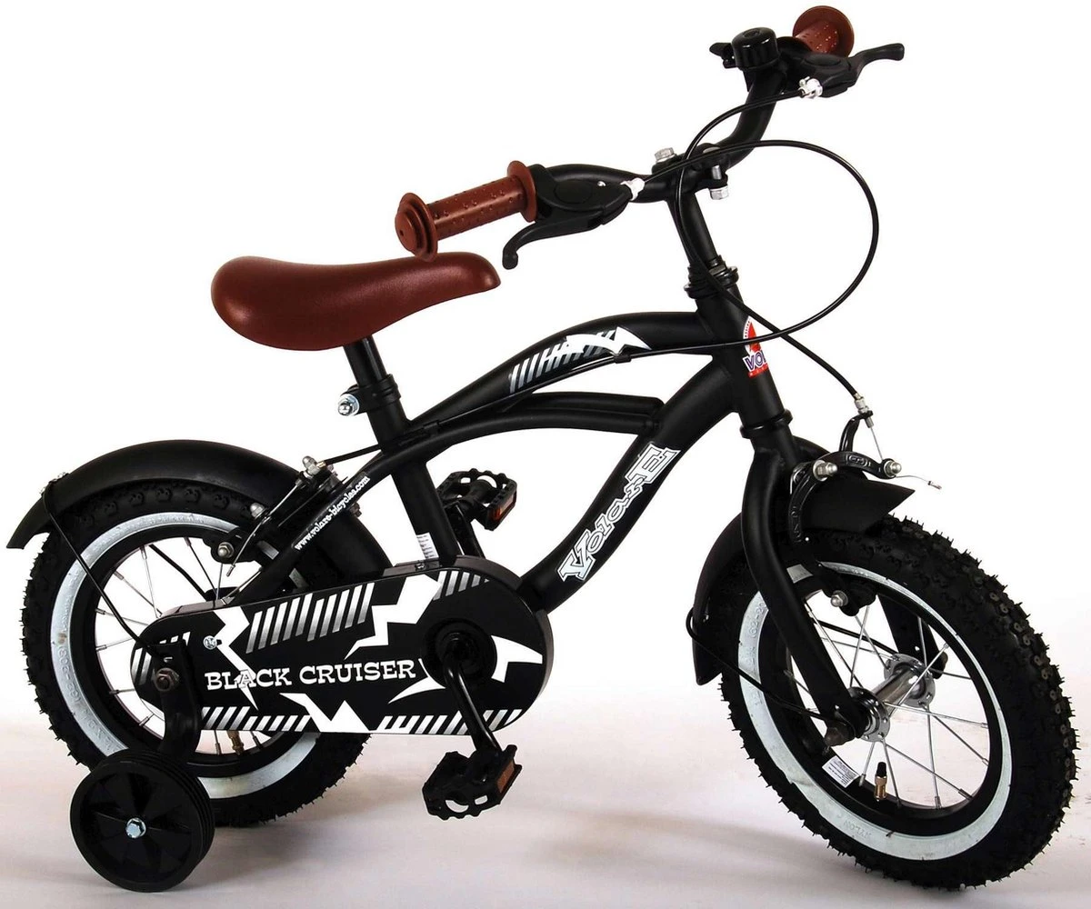 Volare Black Cruiser Kinderfiets - Jongens - 12 Inch - Zwart - 2 Handremmen 3 Volare Black Cruiser Kinderfiets - Jongens - 12 Inch - Zwart - 2 Handremmen - Afbeelding 3