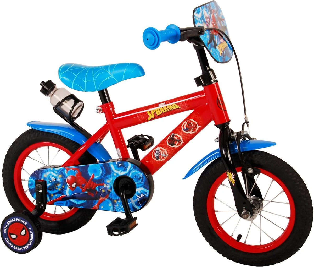 Volare Spider-Man Kinderfiets - Jongens - 12 Inch - Blauw/Rood 2 Volare Spider-Man Kinderfiets - Jongens - 12 Inch - Blauw/Rood - Afbeelding 2