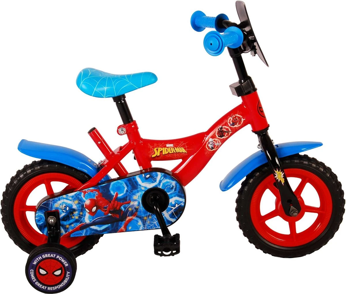 Marvel Spider-Man Kinderfiets - Jongens - 10 Inch - Rood/Blauw - Doortrapper 1 Marvel Spider-Man Kinderfiets - Jongens - 10 Inch - Rood/Blauw - Doortrapper
