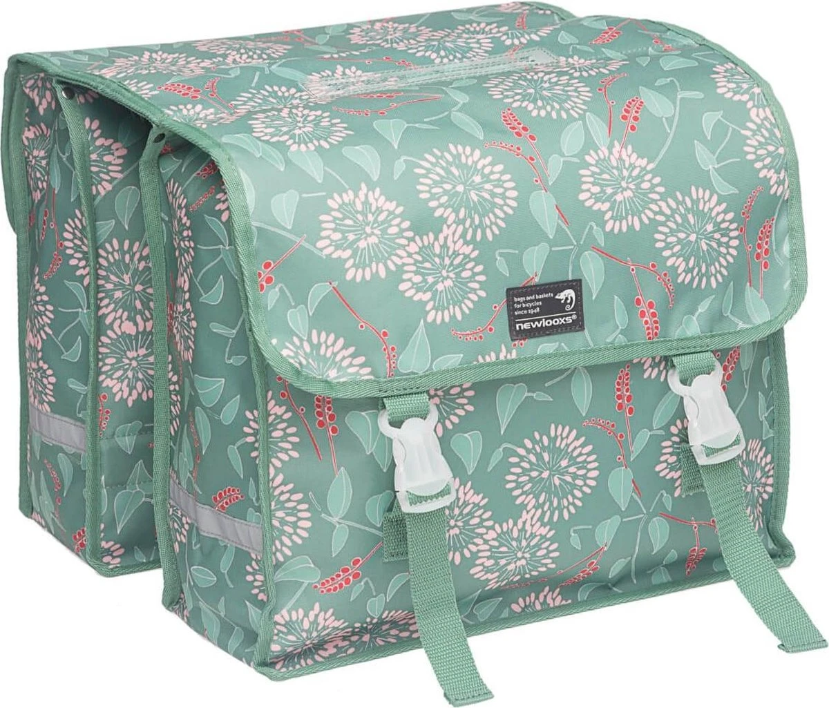 New Looxs Fiori Zarah Dubbele Fietstas - 30 Liter - Groen 1 New Looxs Fiori Zarah Dubbele Fietstas - 30 Liter - Groen