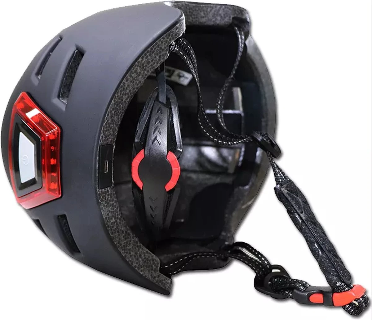 Fietshelm- Met Voor- En Achterlicht-Skatehelm -Maat-M-54 Tot 57 Cm-Helm Mat-Zwart - LED Verlichting 11 Fietshelm- Met Voor- En Achterlicht-Skatehelm -Maat-M-54 Tot 57 Cm-Helm Mat-Zwart - LED Verlichting - Afbeelding 11