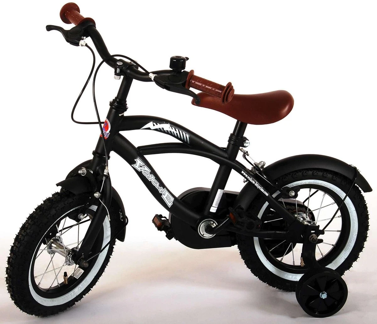 Volare Black Cruiser Kinderfiets - Jongens - 12 Inch - Zwart - 2 Handremmen 6 Volare Black Cruiser Kinderfiets - Jongens - 12 Inch - Zwart - 2 Handremmen - Afbeelding 6