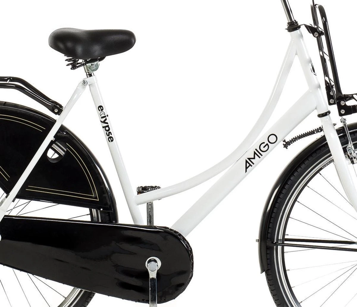 Amigo Eclypse Transportfiets 28 Inch - Omafiets Met Voordrager - Wit/Zwart 4 Amigo Eclypse Transportfiets 28 Inch - Omafiets Met Voordrager - Wit/Zwart - Afbeelding 4