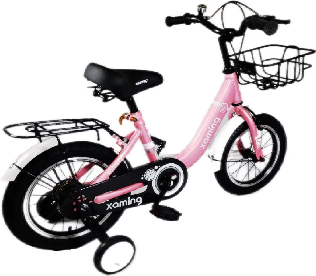 Kinderfiets -14 Inch Kinderfiets -vanaf 3-5 Jaar Jongens En Meisjes Fietsen -Terugtrap -Rem -Stabilisatoren(2 Zijwieltjes)-Mandje - Achterbank-de Bel-Roze 3 Kinderfiets -14 Inch Kinderfiets -vanaf 3-5 Jaar Jongens En Meisjes Fietsen -Terugtrap -Rem -Stabilisatoren(2 Zijwieltjes)-Mandje - Achterbank-de Bel-Roze - Afbeelding 3