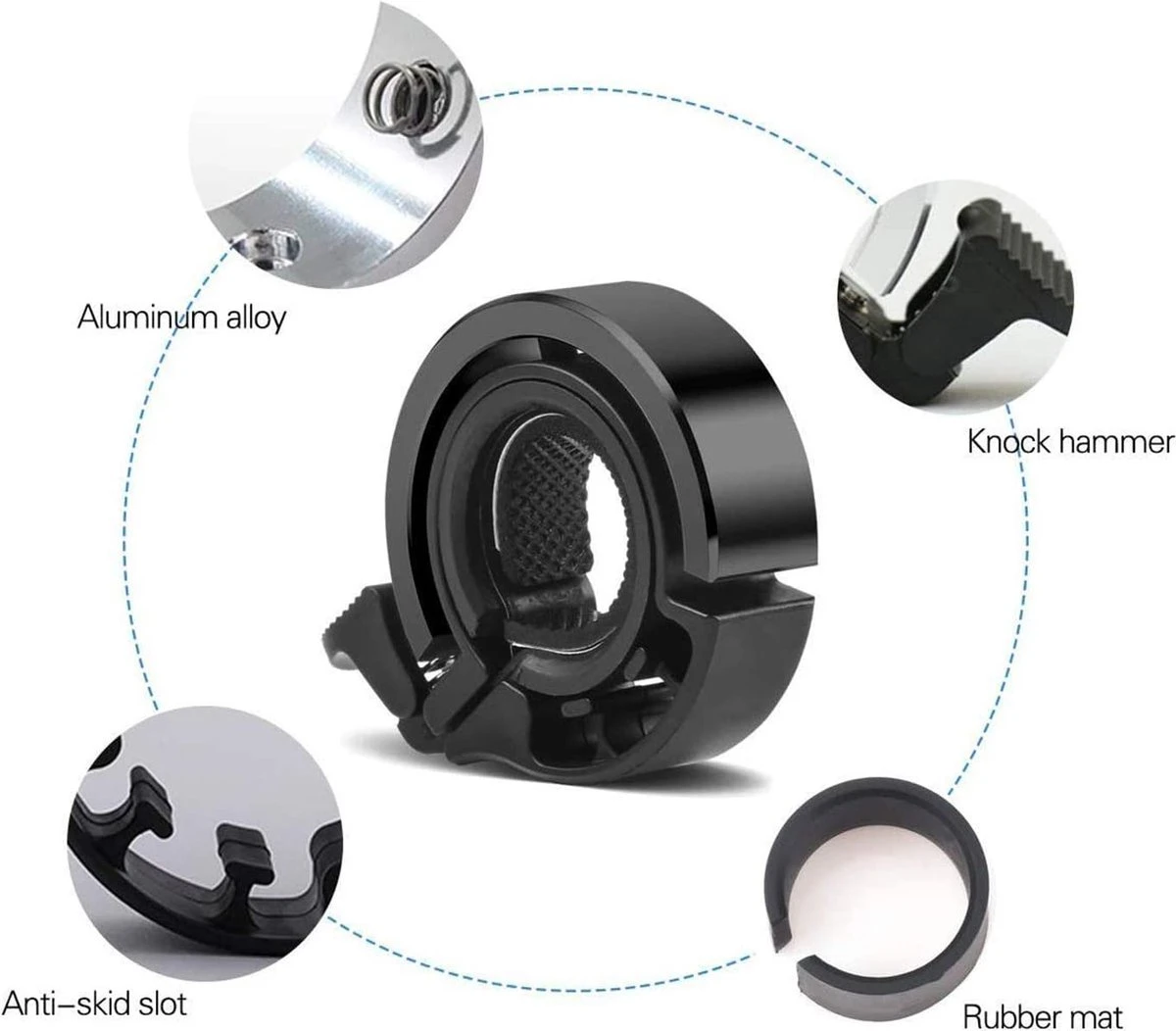 Fietsbel Voor 22mm Stuur - Mini Onzichtbare Bel - Voor MTB En Racefiets - Zwart 2 Fietsbel Voor 22mm Stuur - Mini Onzichtbare Bel - Voor MTB En Racefiets - Zwart - Afbeelding 2