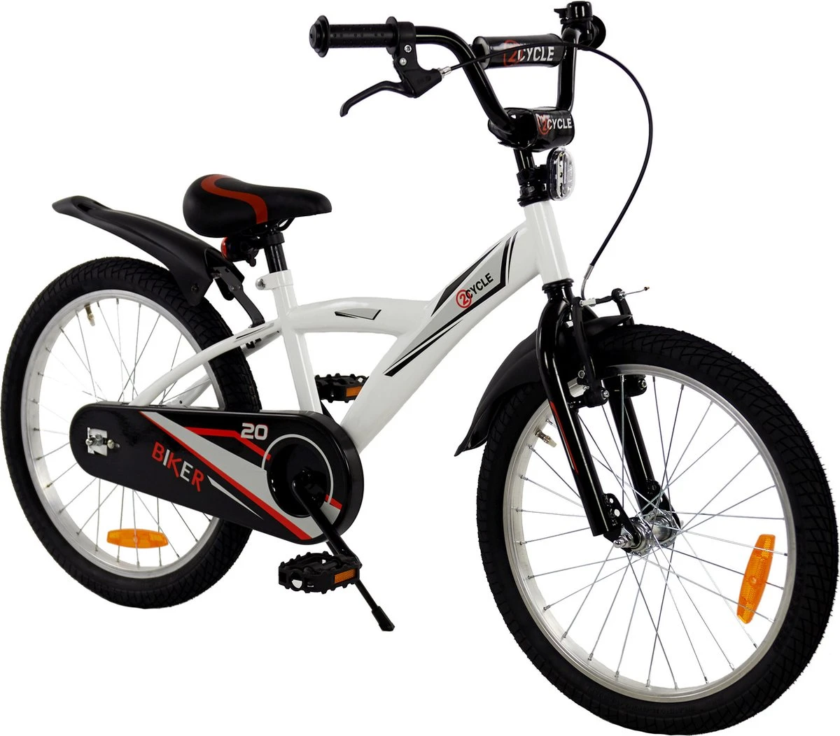 2Cycle Biker Kinderfiets - 20 Inch - Wit - Jongensfiets 1 2Cycle Biker Kinderfiets - 20 Inch - Wit - Jongensfiets