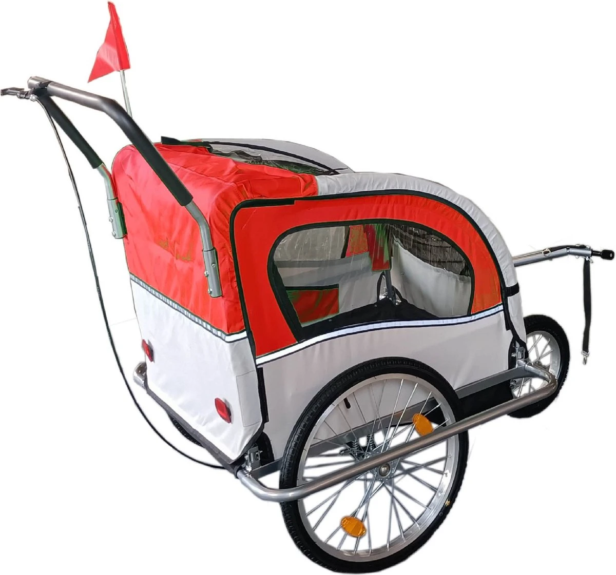 Fietskar Kind - Fietsaanhanger - Met Schokbreker - Rood 3 Fietskar Kind - Fietsaanhanger - Met Schokbreker - Rood - Afbeelding 3