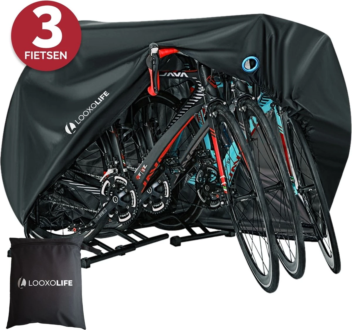 Merkloos Fietshoes - Voor 2 Fietsen Of 3 Fietsen - Waterdicht - Ultra Sterk & Dik - Premium PU Coating - Incl. Opberghoes 1 Merkloos Fietshoes - Voor 2 Fietsen Of 3 Fietsen - Waterdicht - Ultra Sterk & Dik - Premium PU Coating - Incl. Opberghoes