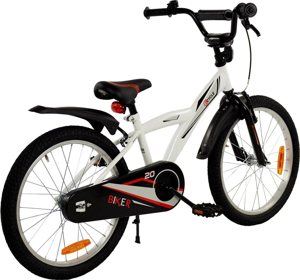 2Cycle Biker Kinderfiets - 20 Inch - Wit - Jongensfiets 3 2Cycle Biker Kinderfiets - 20 Inch - Wit - Jongensfiets - Afbeelding 3