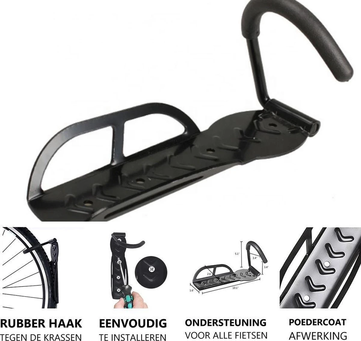 Merkloos Fiets Ophangsysteem | Fietshaak | Muurbeugel Fiets | Fiets Ophangbeugel | Fietsbeugel | Fietsenrek | Fiets Ophangen | Tot 25 KG 2 Merkloos Fiets Ophangsysteem | Fietshaak | Muurbeugel Fiets | Fiets Ophangbeugel | Fietsbeugel | Fietsenrek | Fiets Ophangen | Tot 25 KG - Afbeelding 2