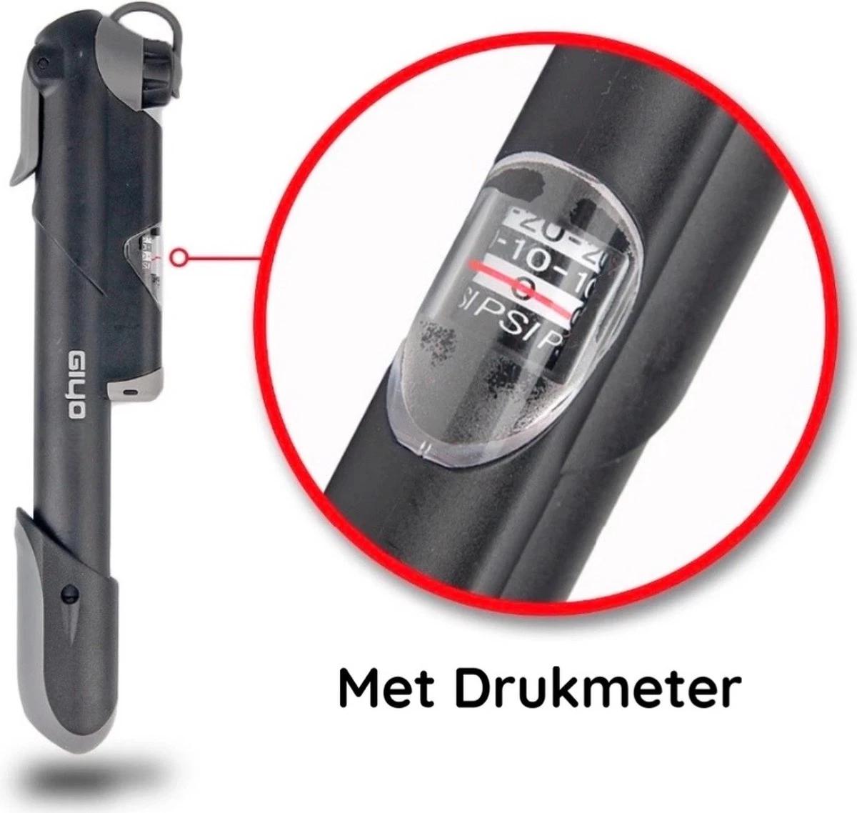 Giyo Fietspomp Mini - Fietspomp Met Drukmeter - Pomp Fiets Mini - 8.3 Bar - Inclusief Naaldventiel En Fietsbandreparatieset 2 Giyo Fietspomp Mini - Fietspomp Met Drukmeter - Pomp Fiets Mini - 8.3 Bar - Inclusief Naaldventiel En Fietsbandreparatieset - Afbeelding 2