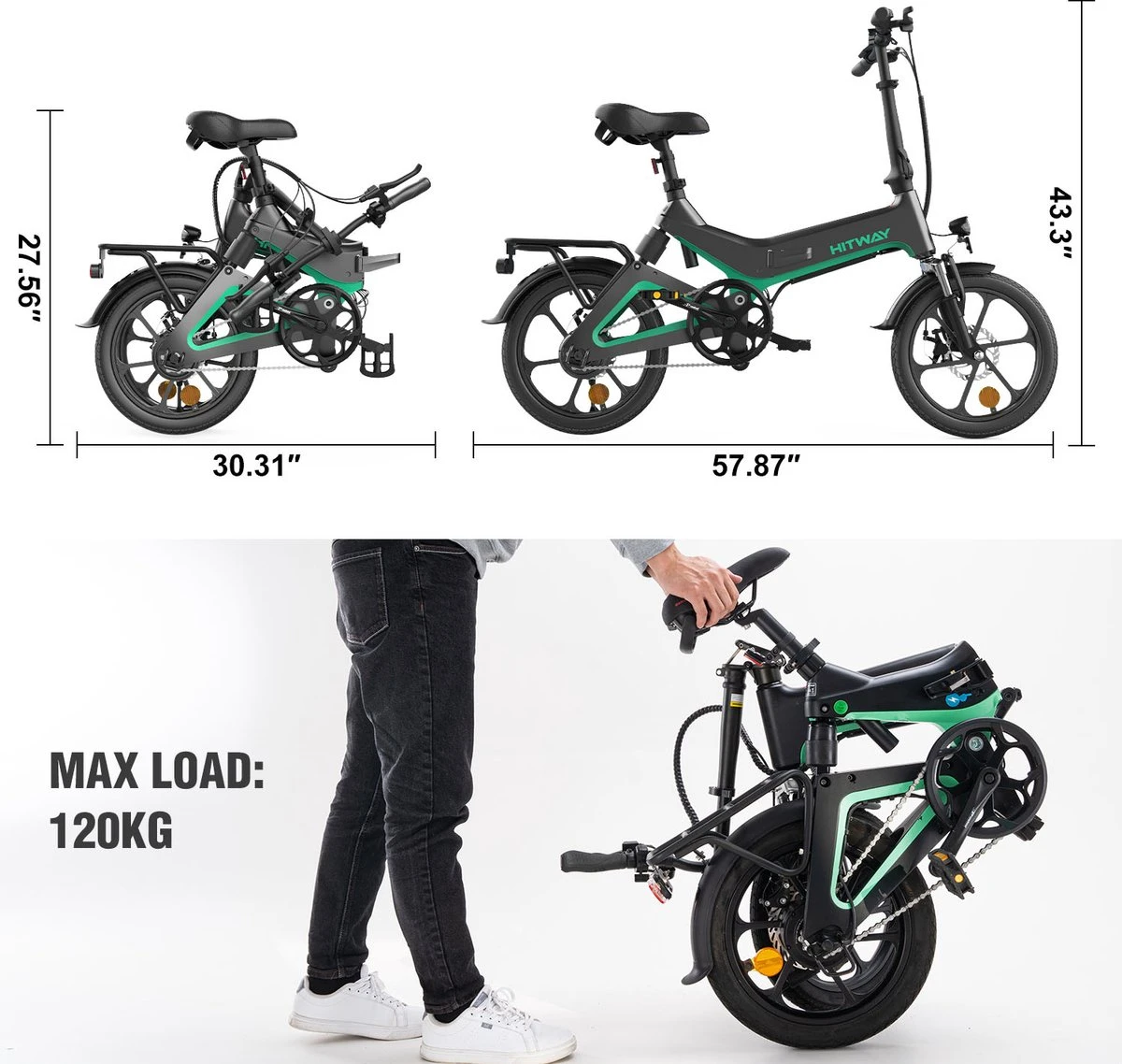 HITWAY Elektrische Fiets - Opvouwbare E-bike - 16 Inch-250W-2023 Model 8 HITWAY Elektrische Fiets - Opvouwbare E-bike - 16 Inch-250W-2023 Model - Afbeelding 8