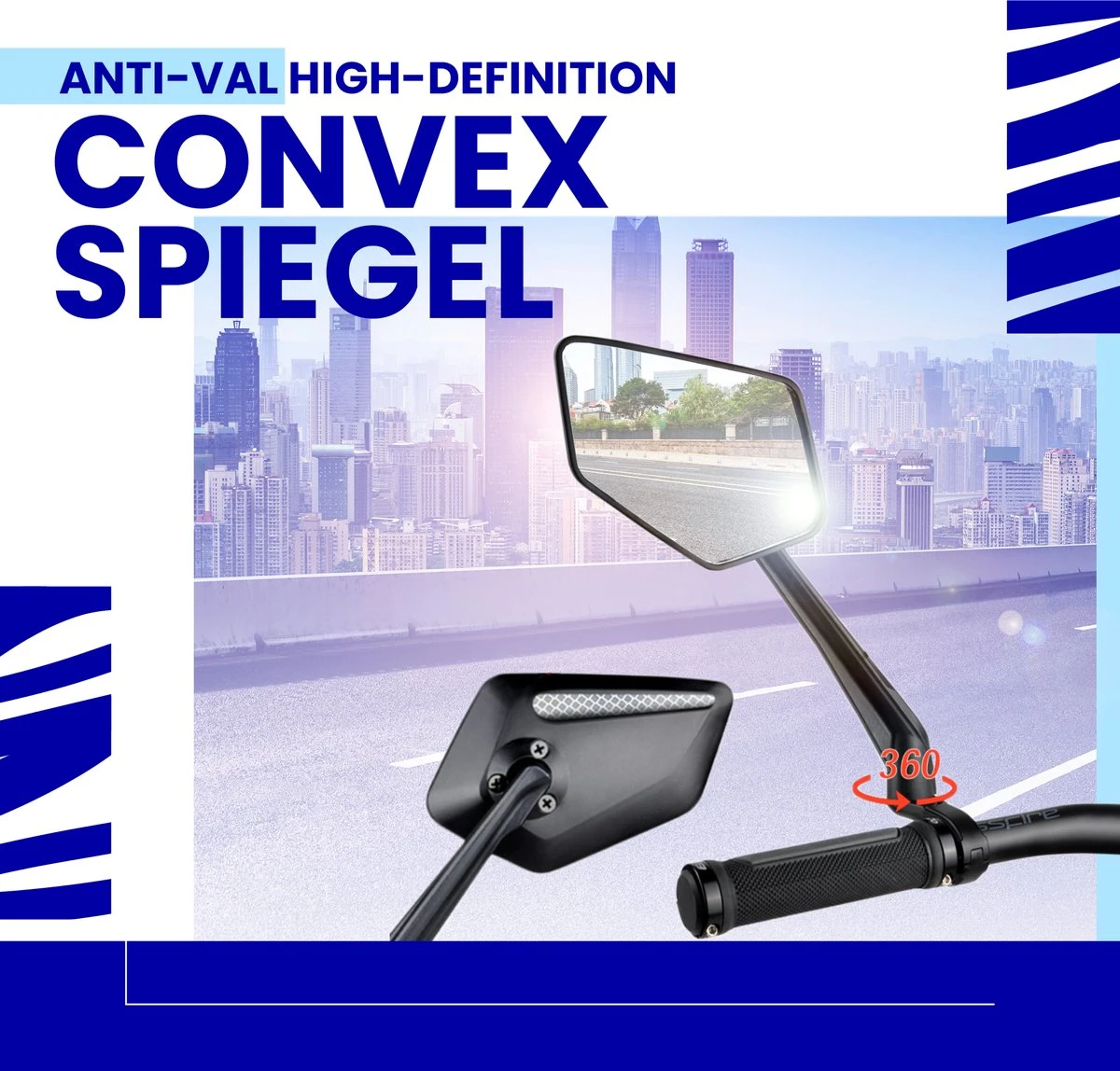 Beyond Gold - Fietsspiegel - Links - Reflectie Strip - E Step - Elektrische Fiets - Mountain Bike - Incl Grote Kijkhoek - Achteruitkijkspiegel - 360º Verstelbaar - Multifunctioneel - Incl Inbussleutel - Fiets Spiegel 3 Beyond Gold - Fietsspiegel - Links - Reflectie Strip - E Step - Elektrische Fiets - Mountain Bike - Incl Grote Kijkhoek - Achteruitkijkspiegel - 360º Verstelbaar - Multifunctioneel - Incl Inbussleutel - Fiets Spiegel - Afbeelding 3