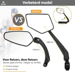 BikePro Verstelbare Fietsspiegel Set Incl. Reflectoren - Links & Rechts - Achteruitkijkspiegel Fiets - Geschikt Voor E Bike, Fiets, Motor, Step -Fietsuitrustings Winkel 1200x1153 2