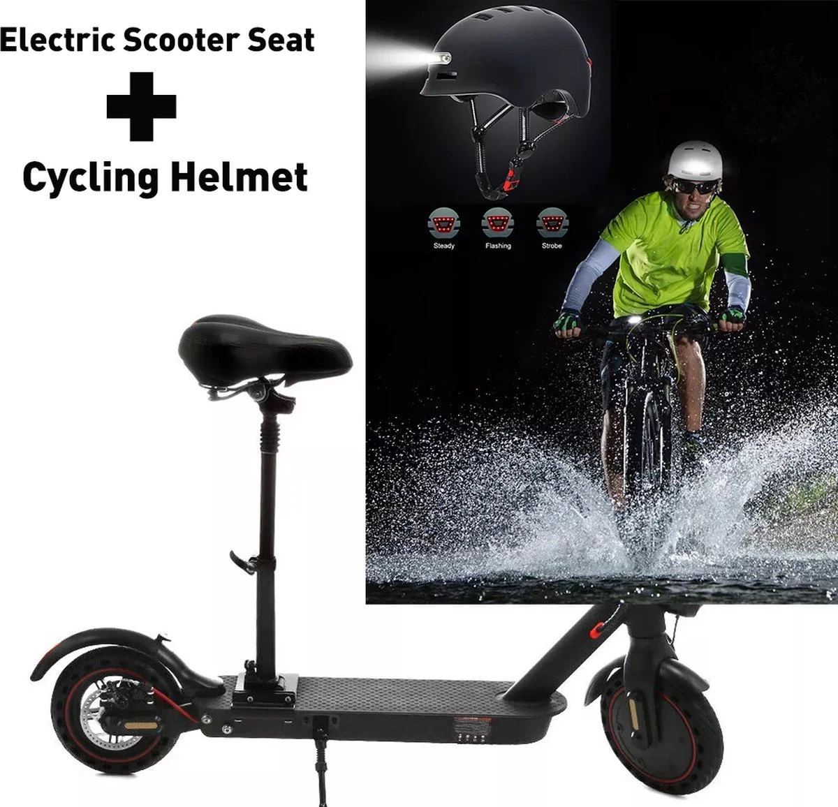 Fietshelm- Met Voor- En Achterlicht-Skatehelm -Maat-M-54 Tot 57 Cm-Helm Mat-Zwart - LED Verlichting 6 Fietshelm- Met Voor- En Achterlicht-Skatehelm -Maat-M-54 Tot 57 Cm-Helm Mat-Zwart - LED Verlichting - Afbeelding 6