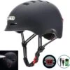 Fietshelm - Met Voor- En Achterlicht-Skatehelm - Maat-L 58-61cm-Helm Mat-Zwart - LED Verlichting