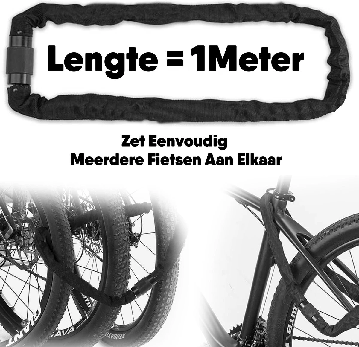 LLOCX Kettingslot Van 1 Meter + 2 Sleutels - 5mm Roestvrij Staal - 900gr. Aluminium - Krasvrij En Scheurvrij - Zwarte Sleeve - Sluiting Met Anti-Stofklep 6 LLOCX Kettingslot Van 1 Meter + 2 Sleutels - 5mm Roestvrij Staal - 900gr. Aluminium - Krasvrij En Scheurvrij - Zwarte Sleeve - Sluiting Met Anti-Stofklep - Afbeelding 6