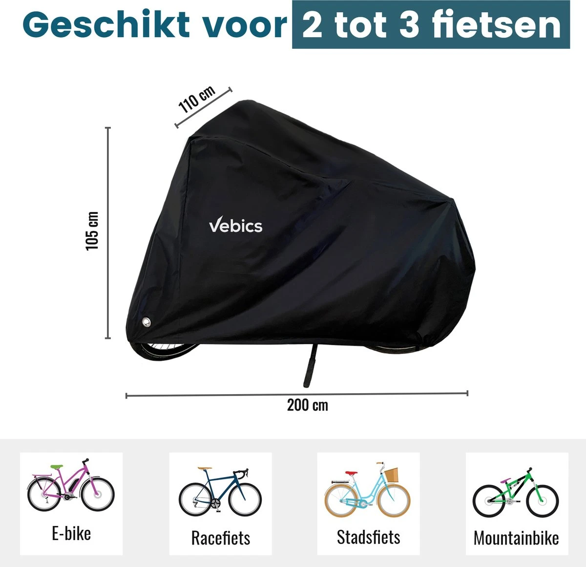 Fietshoes Voor 2 Fietsen - Waterdicht - Fietsbeschermhoes - Elektrische Fiets - Stalling - Fietsbeschermhoes Voor 2 Fietsen - Zwart 3 Fietshoes Voor 2 Fietsen - Waterdicht - Fietsbeschermhoes - Elektrische Fiets - Stalling - Fietsbeschermhoes Voor 2 Fietsen - Zwart - Afbeelding 3