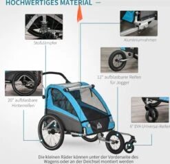 HOMCOM 3-in-1 Kinderaanhanger Jogger Fietskar Voor 2 Kinderen Aluminium 440-018 13 HOMCOM 3-in-1 Kinderaanhanger Jogger Fietskar Voor 2 Kinderen Aluminium 440-018 -Fietsuitrustings Winkel 1200x1161 9
