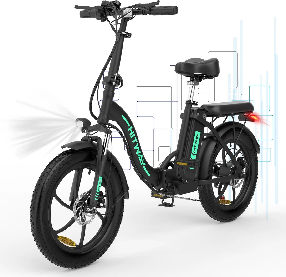 HITWAY Elektrische Fiets | 20" Opvouwbare Volwassen Vette Fiets | Batterij 36V/11,2Ah,Motor 250W, Max Bereik 35-90km | E Bike City 1 HITWAY Elektrische Fiets | 20" Opvouwbare Volwassen Vette Fiets | Batterij 36V/11,2Ah,Motor 250W, Max Bereik 35-90km | E Bike City