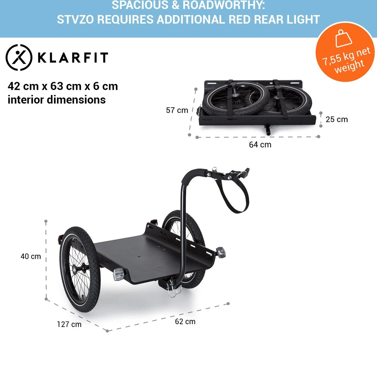 Cargo Bull Travel Aanhangwagen 40kg Fietsaanhanger Zwart/hout 6 Cargo Bull Travel Aanhangwagen 40kg Fietsaanhanger Zwart/hout - Afbeelding 6