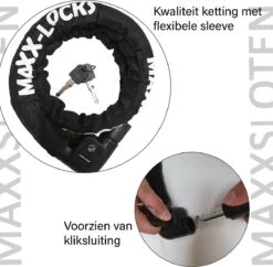 Maxx-Locks Bulls Kettingslot - Solid Pantserslot Uit Gehard Staal - Gebruik Slot Lock Motor Scooter Fiets Motorslot Scooterslot - Alternatief Voor Ketting Ringslot Cijferslot Kabelslot Beugelslot - Lengte 100CM Dikte 8MM - Zwart -Fietsuitrustings Winkel 1200x1176 3