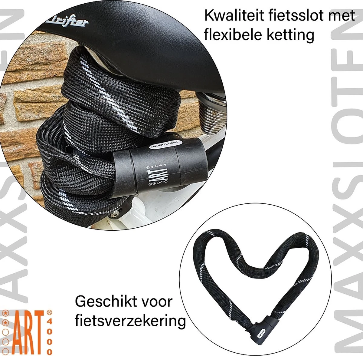 Maxx-Locks Twizel Fietsslot ART 2 | 140 Cm Kettingslot | Gehard Staal | Zwart | Slot E-Bike / Fiets 8 Maxx-Locks Twizel Fietsslot ART 2 | 140 Cm Kettingslot | Gehard Staal | Zwart | Slot E-Bike / Fiets - Afbeelding 8